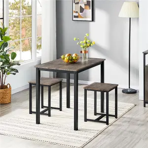 Yaheetech 3-Piece Rectangular Dining Set for Multipe Use Drift Brown