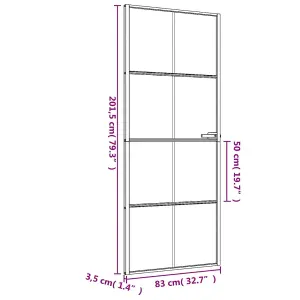 Berkfield Interior Door Slim Black 83x201.5 cm Tempered Glass and Aluminium