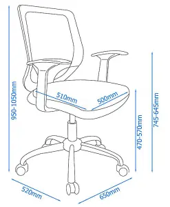 Atlanta Office Chair with Mesh Back in Grey