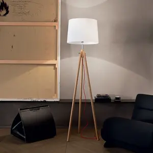 Luminosa York 1 Light Floor Lamp Wood, E27