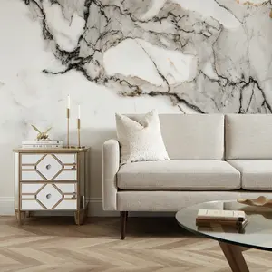 Statuario Marble Mural In Grey Tones (300cm x 240cm)