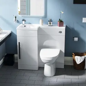 Nes Home 900 mm White LH Basin Sink Vanity Cabinet WC Unit BTW Toilet Melbourne