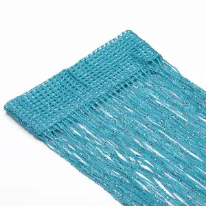 String Curtain Panel Spaghetti Tassel Curtain, 200cm x 90cm - Turquoise