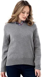 House Of Bruar Ladies Lambswool V Neck - Light Grey