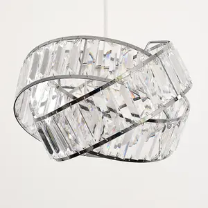 ValueLights Hudson Polished Chrome and Clear Acrylic Jewel Intertwined Rings Design Ceiling Pendant Light Shade