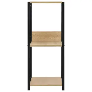 Berkfield Small Straight Book Shelf Black and Oak 33.5x39.6x79.7 cm Engineered Wood