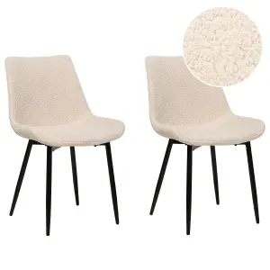 Set of 2 Dining Chairs AVILLA Boucle Beige