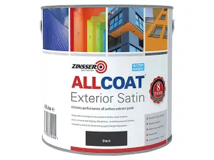 Zinsser Allcoat Exterior Water Based Satin Black 2.5L