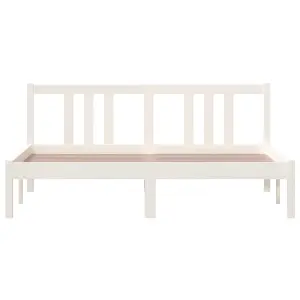 Berkfield Bed Frame White Solid Wood 150x200 cm King Size