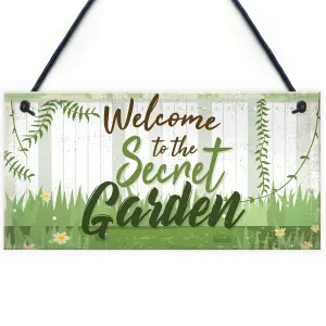 Red Ocean Welcome To The Secret Garden Hanging Plaque Garden Shed SummerHouse Sign Gifts For Her