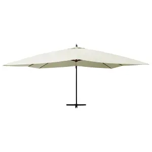 Berkfield Cantilever Umbrella with Wooden Pole 400x300 cm Sand White