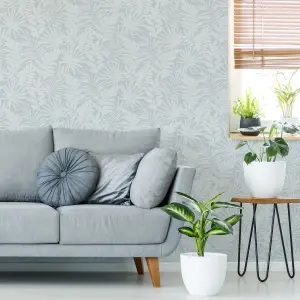 Superfresco Easy Fern Duck egg Leaves Smooth Wallpaper