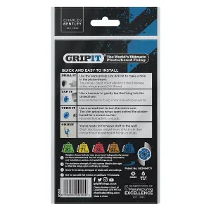 Gripit 25mm Plasterboard Fixing - 25 Pack (Blue) Stud Wall Anchor Max Load 113kg