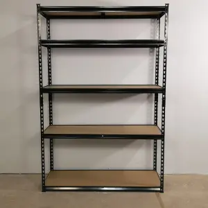 Garage Shelving 122cm Wide & 183cm High Heavy Duty 5 Tier Multipurpose Metal Racking Unit  or Warehouse Shelving Storage in Black