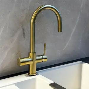 Liquida HT43BG 4 In 1 Brushed Gold Instant Boiling Water Kitchen Tap