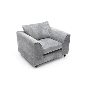 Harriet Crushed Chenille Armchair Chair in Light Grey