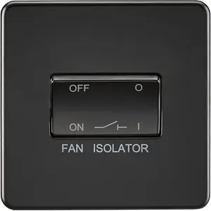 Knightsbridge Screwless Fan Isolator Switch 3 Pole 1 Gang 10AX Matt Black - SF1100MBB