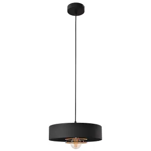 Luminosa Babilon Cylindrical Pendant Ceiling Light Black, Rose Gold 30cm