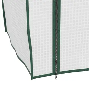 Outsunny Portable Mini Greenhouse with Roll-up Door and Wire Shelves, White