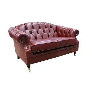 Chesterfield Handmade 2 Seater Sofa Settee Old English Chestnut Leather Victoria In Style