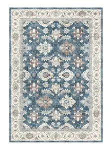 Silk Road Blue Traditional Large Rug, (L)230.3cm x (W)160cm