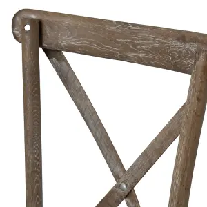 Cross Back Dining Chair - Oak - L41 x W45 x H90 cm - Brown