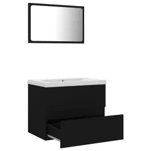 Berkfield Bathroom Furniture Set Black Engineered Wood