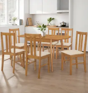 Hallowood Furniture Aston Butterfly Extending Table with 6 chairs (Light Oak Colour)