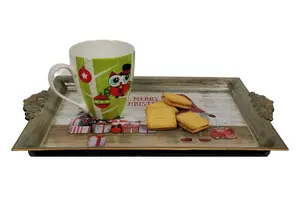 Christmas Gonk Tea Serving Tray Plastic Drinks Lap Snack Tray 40cm x 26cm