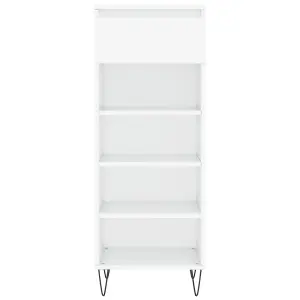 Berkfield Shoe Cabinet High Gloss White 40x36x105 cm Engineered Wood