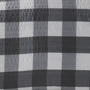 Seersucker Gingham Check Charcoal Brushed Duvet Cover Set