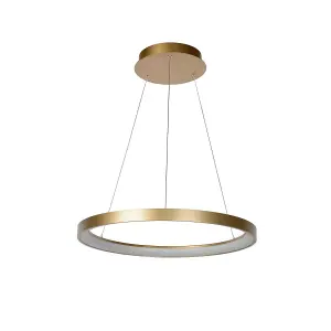 Lucide Vidal Modern Pendant Light 58cm - LED Dim. - 1x48W 2700K - Matt Gold, Brass