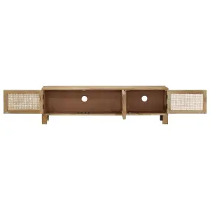 Berkfield TV Cabinet 140x30x40 cm Solid Mango Wood and Natural Cane