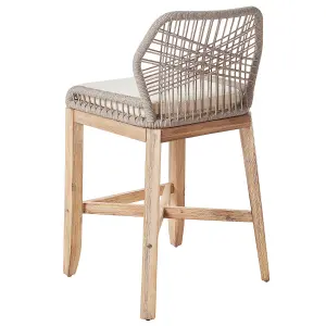 Set of 2 Garden Bar Chairs TALAMONE Acacia Wood Light Wood