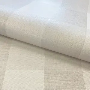 Muriva Cream Check Fabric effect Patterned Wallpaper