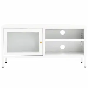 Berkfield TV Cabinet White 90x30x44 cm Steel and Glass