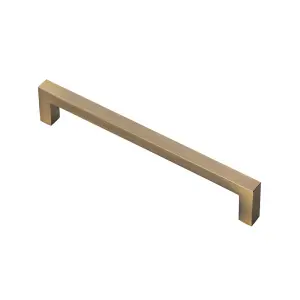 Square Block Pull Handle 170 x 10mm 160mm Fixing Centres Antique Brass