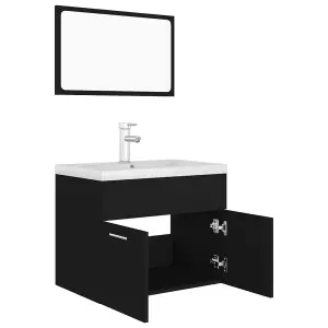 Berkfield Bathroom Furniture Set Black Engineered Wood