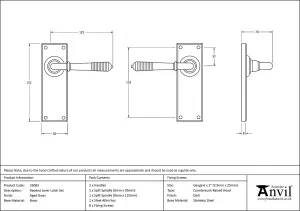 From The Anvil Aged Brass Reeded Lever Latch Set