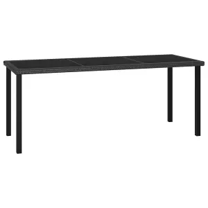 Berkfield Garden Dining Table Black 180x70x73 cm Poly Rattan