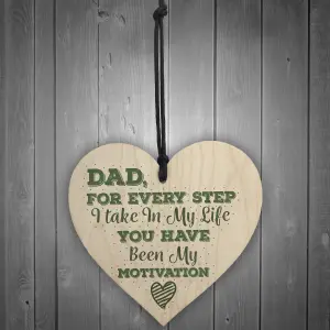 Red Ocean Fathers Day Gift Birthday From Son Daughter Hanging Wooden Heart Novelty Present For Men