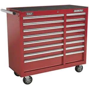 16 Drawer Red Portable Tool Chest with Locking Mobile Storage and Heavy-Duty Wheels