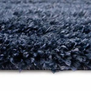 Navy Blue Thick Soft Shaggy Runner Rug 60x240cm