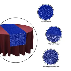 Neel Blue 11x108 Inch Shimmer Sequin Table Runner Glitter Fabric, Royal Blue