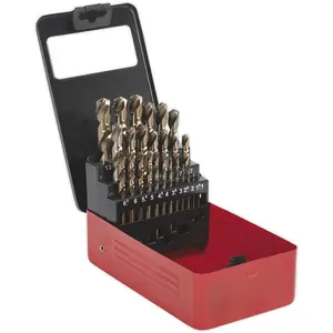 25-Piece HSS Cobalt Drill Bit Set for Precision Drilling from 1mm to 13mm