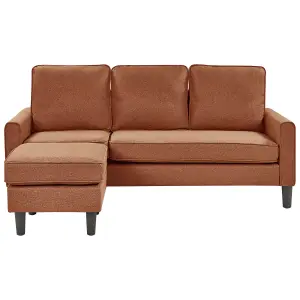 3 Seater Fabric Sofa with Ottoman Golden Brown AVESTA