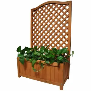 Wooden Planter With Lattice For Vines Garden Climbing Flower Plant Pot Trellis