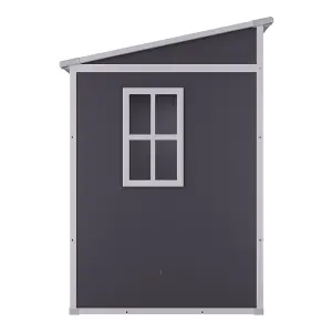 Outdoor Double Door Storage Shed with Floor and Windows, Light Grey, 183cm H