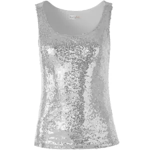 Sleeveless Sequin Top - women's - silver L