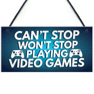 Gaming Sign Retro Hanging Plaque For Boys Bedroom Man Cave Sign Gift For Gamer